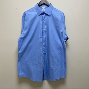 Brooks Brothers 346 Slim Fit French Cuff Long Sleeve Shirt Men’s Blue/Gold 17-35